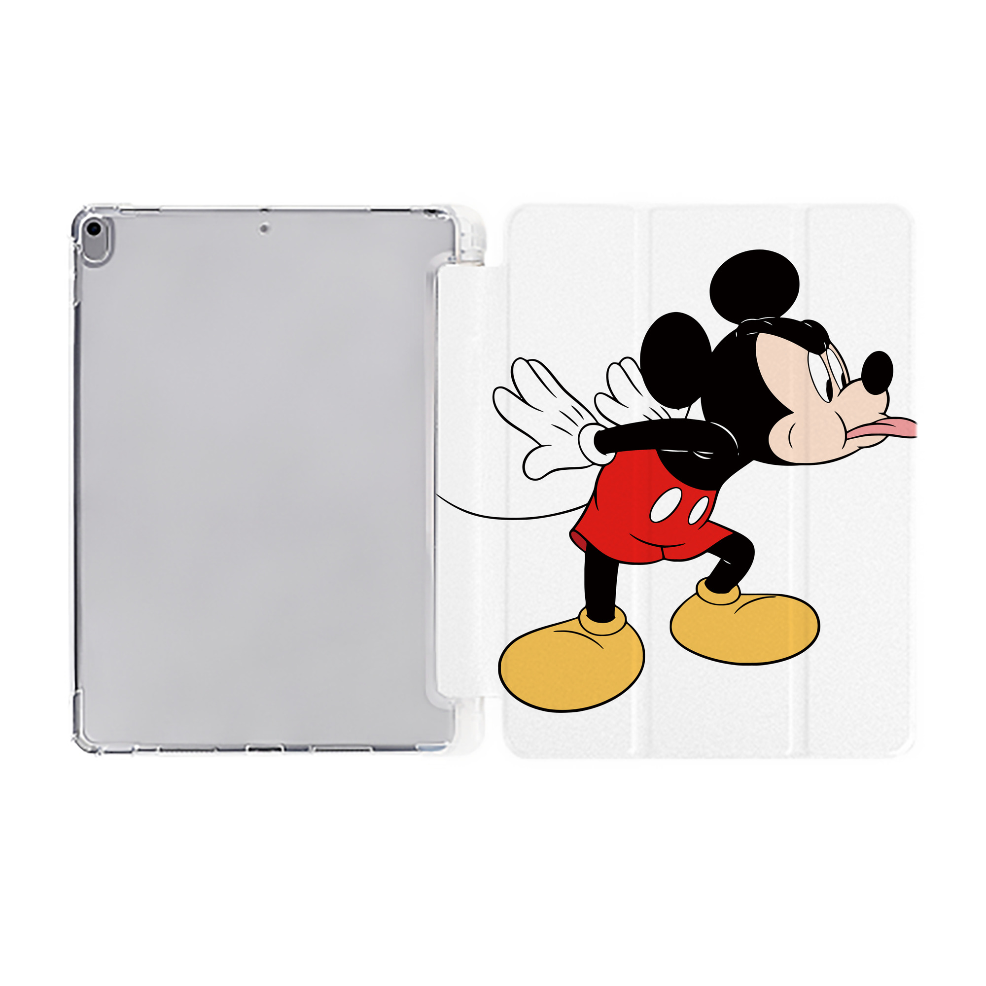 （画像用） ミッキーマウス Mickey Mouse IPad ケース ペン収納付き 三つ折りスタンド PUレザー×シリコン 対応機種9.5/10.5/10.9インチ
